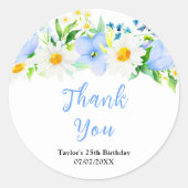 Forget-Me-Nots Floral Birthday Party Thank You Ronde Sticker (Voorkant)