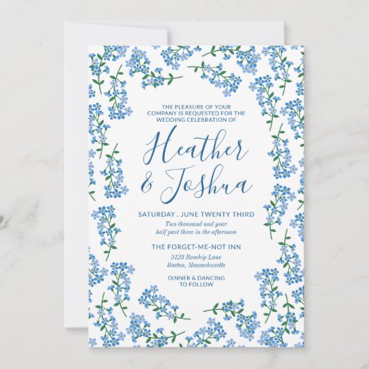  Forget Me Nots Floral Wedding Kaart (Voorkant)