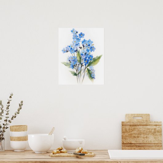 Forget Me Nots Flower Art Print Poster (Keuken)