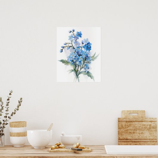Forget Me Nots Flower Art Print Poster (Keuken)