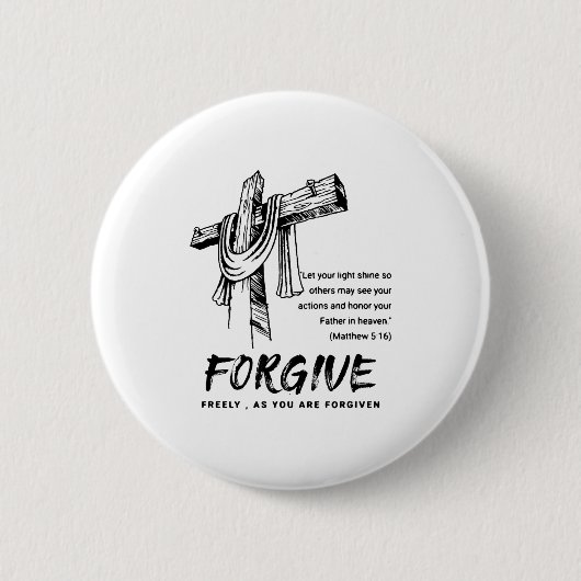 Forgive Cross Christian Faith Tee Ronde Button 5,7 Cm (Voorkant)