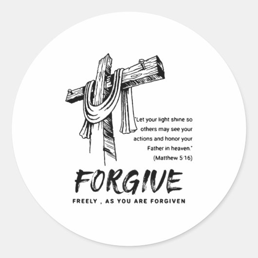 Forgive Cross Christian Faith Tee  Ronde Sticker (Voorkant)