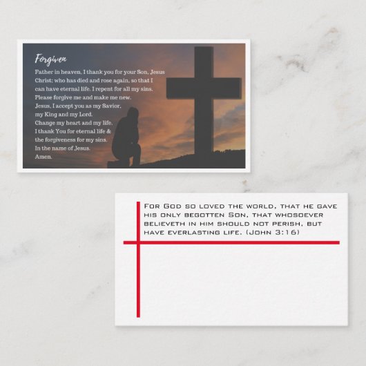 Forgiven sinner's prayer and the gospel of Jesus Visitekaartje (Voorkant / Achterkant)