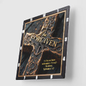 Forgiven The Cross Redemption Ornate Ephesians 1:7 Vierkante Klok (Hoek)