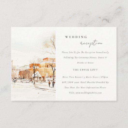 Forgo North Dakota City Scape Huwelijksreceptie Informatiekaartje (Voorkant)