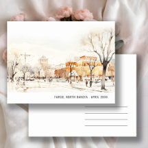 Forgo North Dakota City Scape Waterverf Reizen