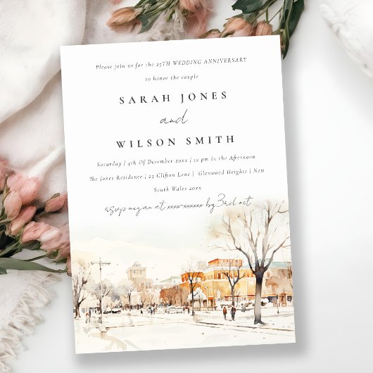 Forgo North Dakota City Scape Wedding Jubileum Kaart