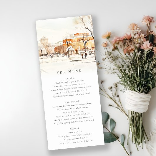 Forgo North Dakota City Scape Wedding Menu Kaart