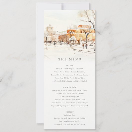 Forgo North Dakota City Scape Wedding Menu Kaart (Voorkant)