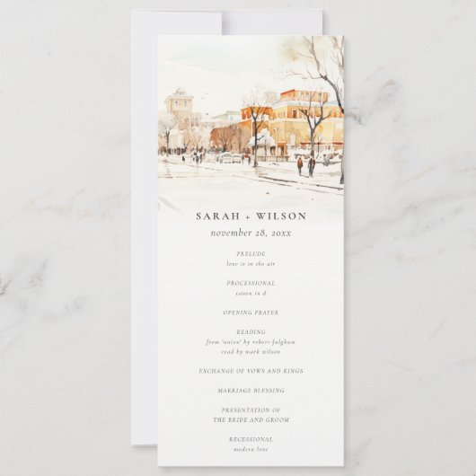Forgo North Dakota City Scape Wedding Program Kaar Kaart (Voorkant)