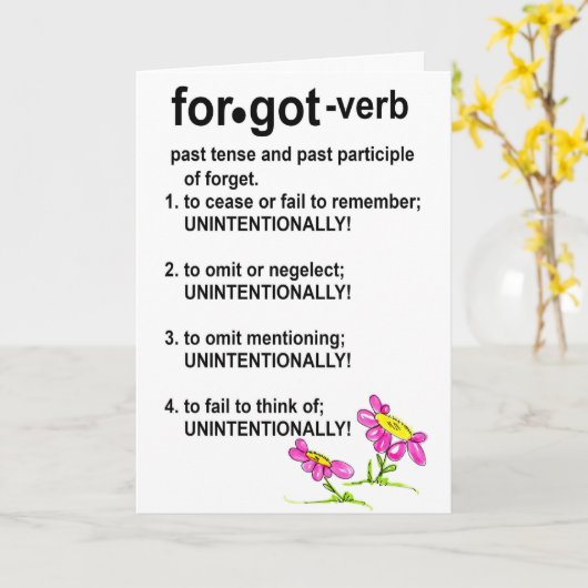 FORGOT-FORGIVE KAART (Gele Bloem)