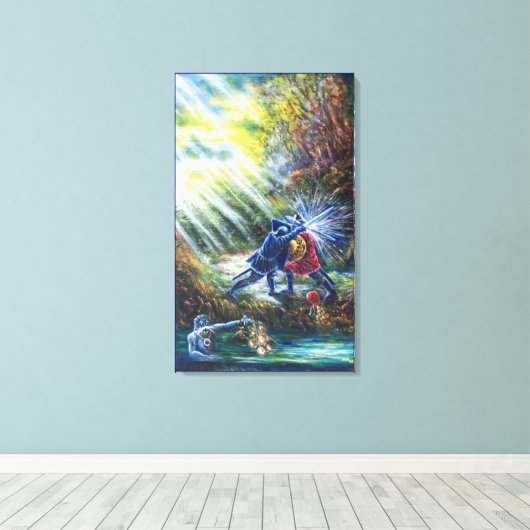 FORGOTTEN ROOS vecht tegen nachten, geld en duivel Canvas Afdruk (Insitu (Houten vloer))