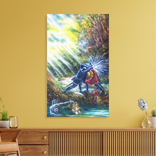 FORGOTTEN ROOS vecht tegen nachten, geld en duivel Canvas Afdruk (Insitu (Woonkamer))