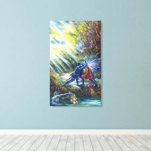 FORGOTTEN ROOS vecht tegen nachten, geld en duivel Canvas Afdruk (Insitu (Houten vloer))