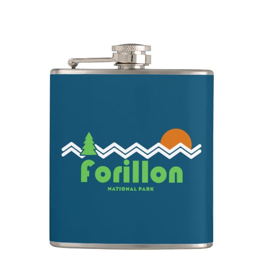 Forillon Nationaal Park Retro Heupfles (Voorkant)