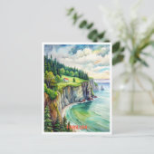 Forillon Nationaal Park Waterverf Schilderij Briefkaart (Staand voorkant)