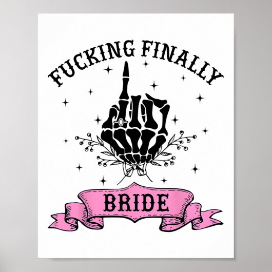 Foring Eindelijk Bruid Skeleton Hand Halloween Bac Poster (Voorkant)