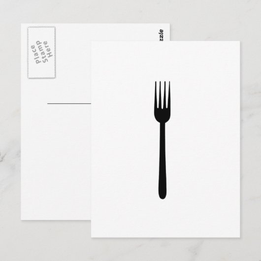 Fork Cutlery Silhouette Simple Art Foodie Love Eat Briefkaart (Voorkant / Achterkant)