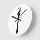 Fork Cutlery Silhouette Simple Art Foodie Love Eat Ronde Klok (Hoek)