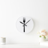 Fork Cutlery Silhouette Simple Art Foodie Love Eat Ronde Klok (Huis)
