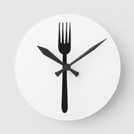 Fork Cutlery Silhouette Simple Art Foodie Love Eat Ronde Klok (Voorkant)