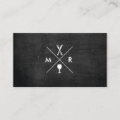 FORK EN KNIFE LOGO MONOGRAM OP ZWART HOUT VISITEKAARTJE (Voorkant)