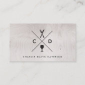 FORK- EN KNIFE-MONOGRAM OP DE ACHTERGROND VAN GRIJ VISITEKAARTJE (Voorkant)