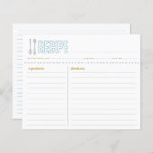 Fork en Spoon Blue Yellow Recipcard (Voorkant / Achterkant)