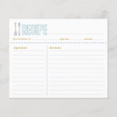Fork en Spoon Blue Yellow Recipcard (Voorkant)