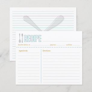 Fork en Spoon Blue Yellow Recipcard