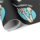 Fork Goodness Sake Funny Utensil Pun Dark BG Cadeaupapier (Rol Hoek)