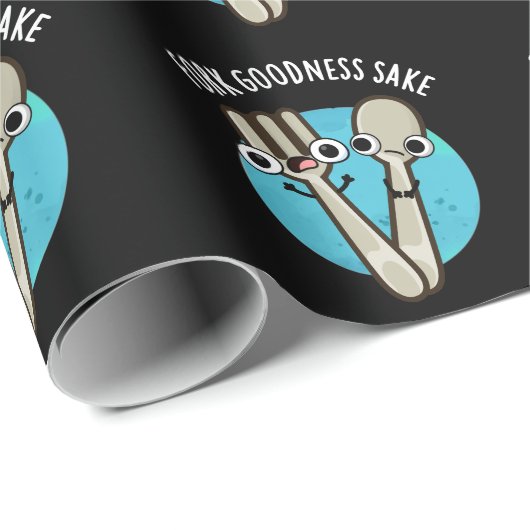 Fork Goodness Sake Funny Utensil Pun Dark BG Cadeaupapier (Rol Hoek)