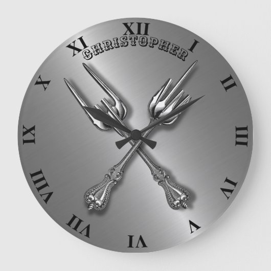  fork Hard Rock Heavy Metal Middle Finger Grote Klok (Voorkant)