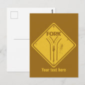 Fork in de weg grappig verkeersbord briefkaart (Voorkant / Achterkant)