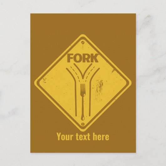 Fork in de weg grappig verkeersbord briefkaart (Voorkant)