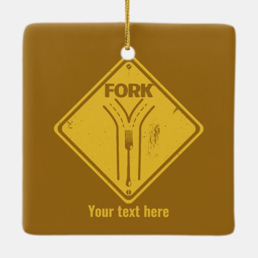 Fork in de weg grappig verkeersbord keramisch ornament (Achterkant)