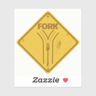 Fork in de weg grappig verkeersbord sticker