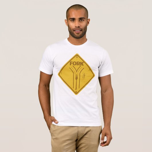 Fork in de weg grappig verkeersbord t-shirt (Voorkant volledig)