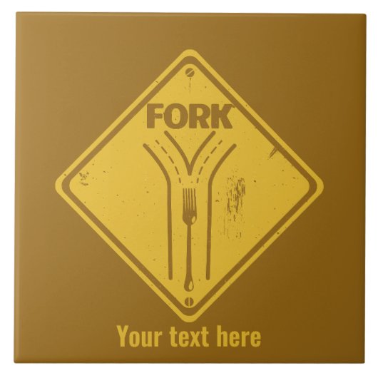 Fork in de weg grappig verkeersbord tegeltje (Voorkant)