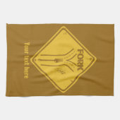 Fork in de weg grappig verkeersbord theedoek (Horizontaal)