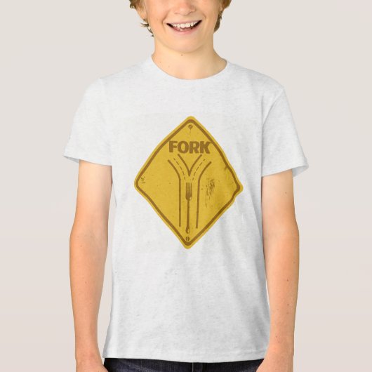 Fork in de weg grappig verkeersbord Tri-Blend shirt (Voorkant)
