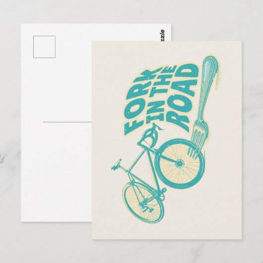 Fork in de weg Grappige fiets Briefkaart (Voorkant / Achterkant)