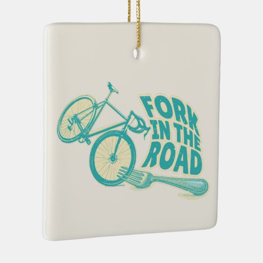 Fork in de weg Grappige fiets Keramisch Ornament (Rechts)
