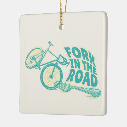 Fork in de weg Grappige fiets Keramisch Ornament (Links)