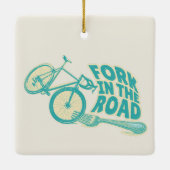 Fork in de weg Grappige fiets Keramisch Ornament (Achterkant)