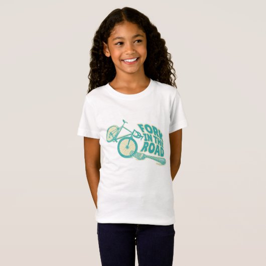 Fork in de weg Grappige fiets T-shirt (Voorkant volledig)
