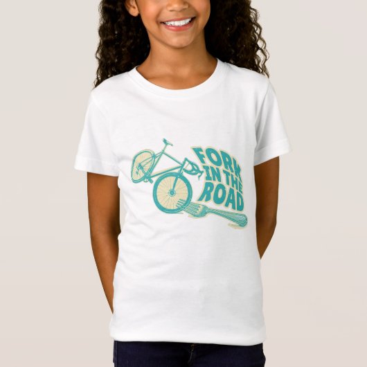 Fork in de weg Grappige fiets T-shirt (Voorkant)