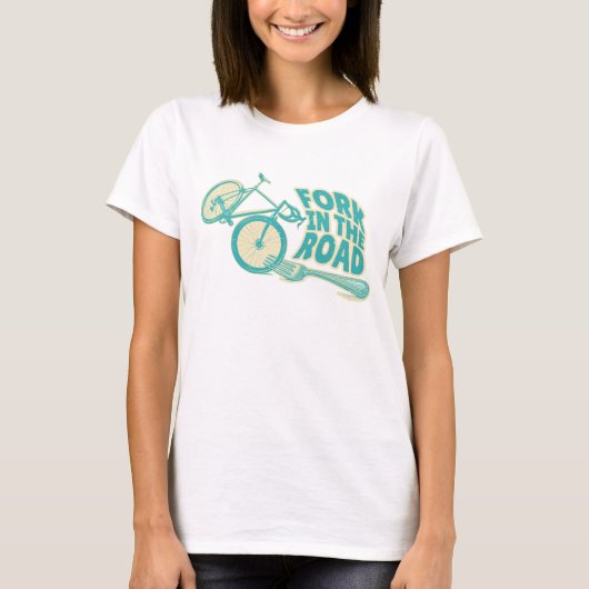 Fork in de weg Grappige fiets T-shirt (Voorkant)