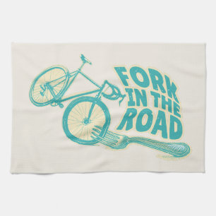 Fork in de weg Grappige fiets Theedoek