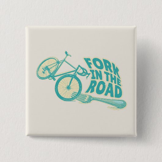 Fork in de weg Grappige fiets Vierkante Button 5,1 Cm (Voorkant)